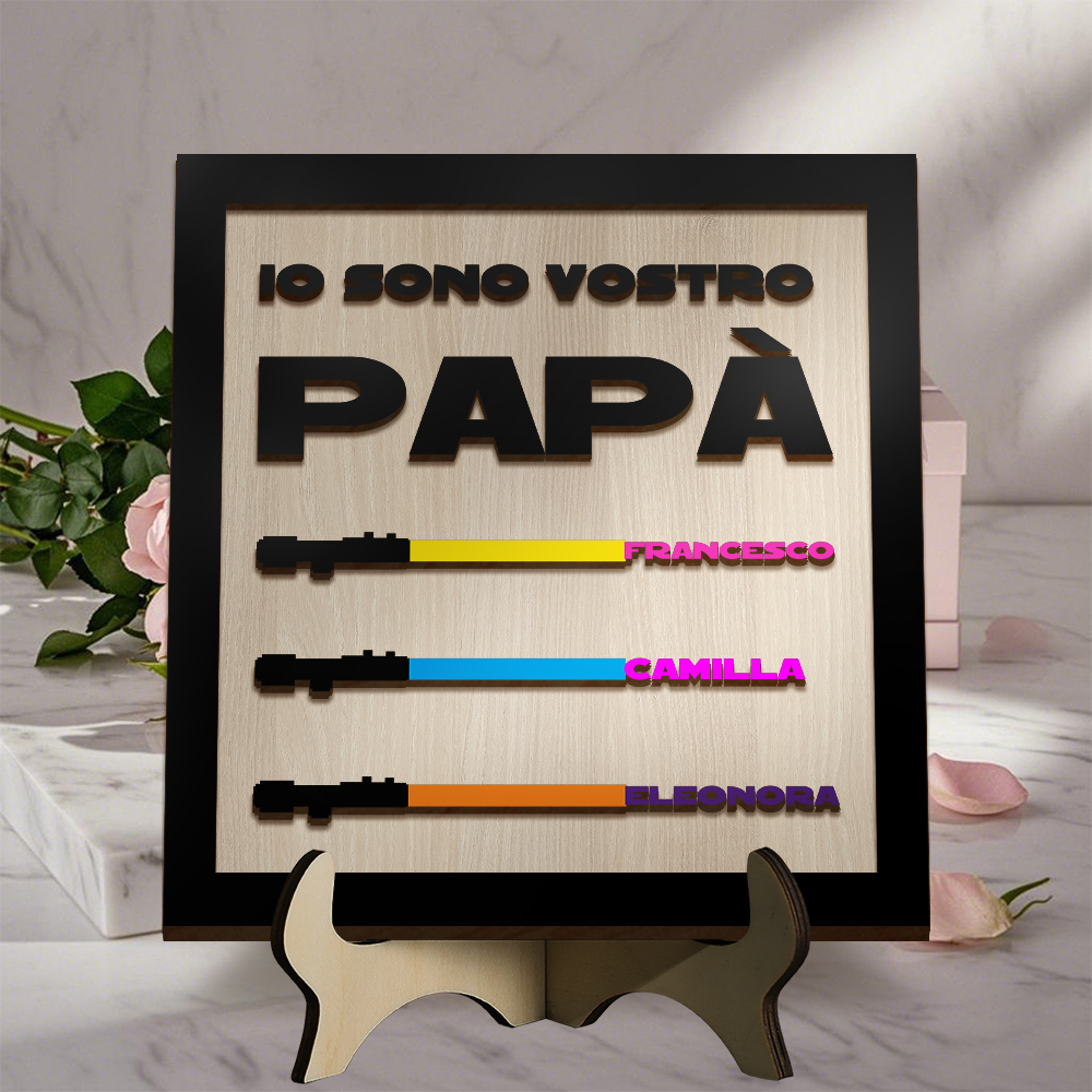 Targa in Legno Personalizzata con i Nomi dei Bambini – Regalo Unico per Nonno e Papà