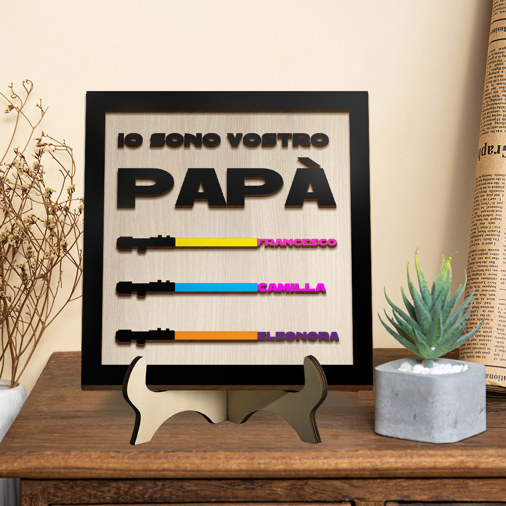 Targa in Legno Personalizzata con i Nomi dei Bambini – Regalo Unico per Nonno e Papà