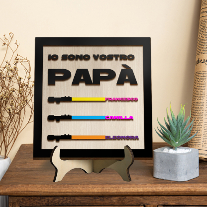 Targa in Legno Personalizzata con i Nomi dei Bambini – Regalo Unico per Nonno e Papà