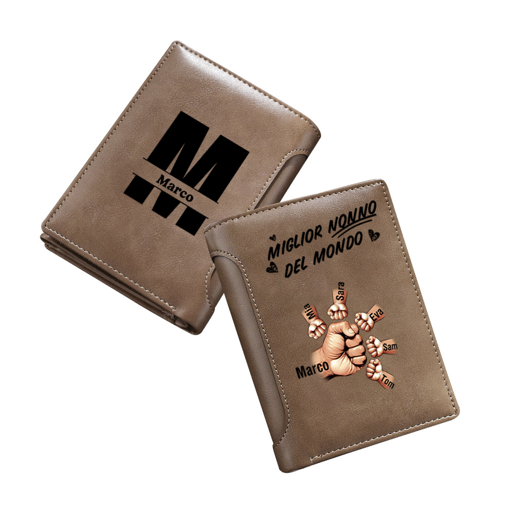 Portafoglio personalizzato da uomo - Nomi e pugni per Papà/Nonno