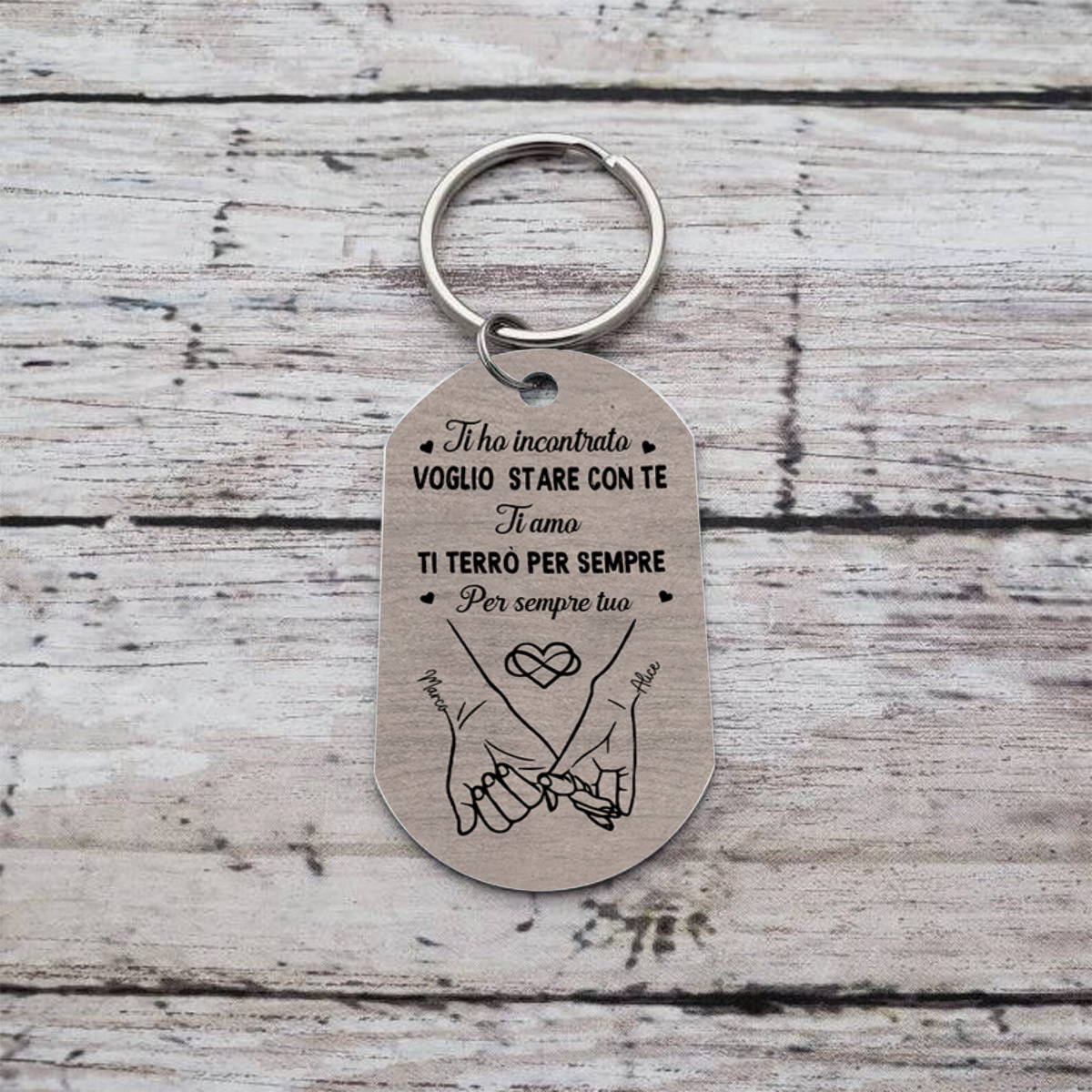 Portachiavi personalizzato coppia abbracciata - Ti terrò per sempre
