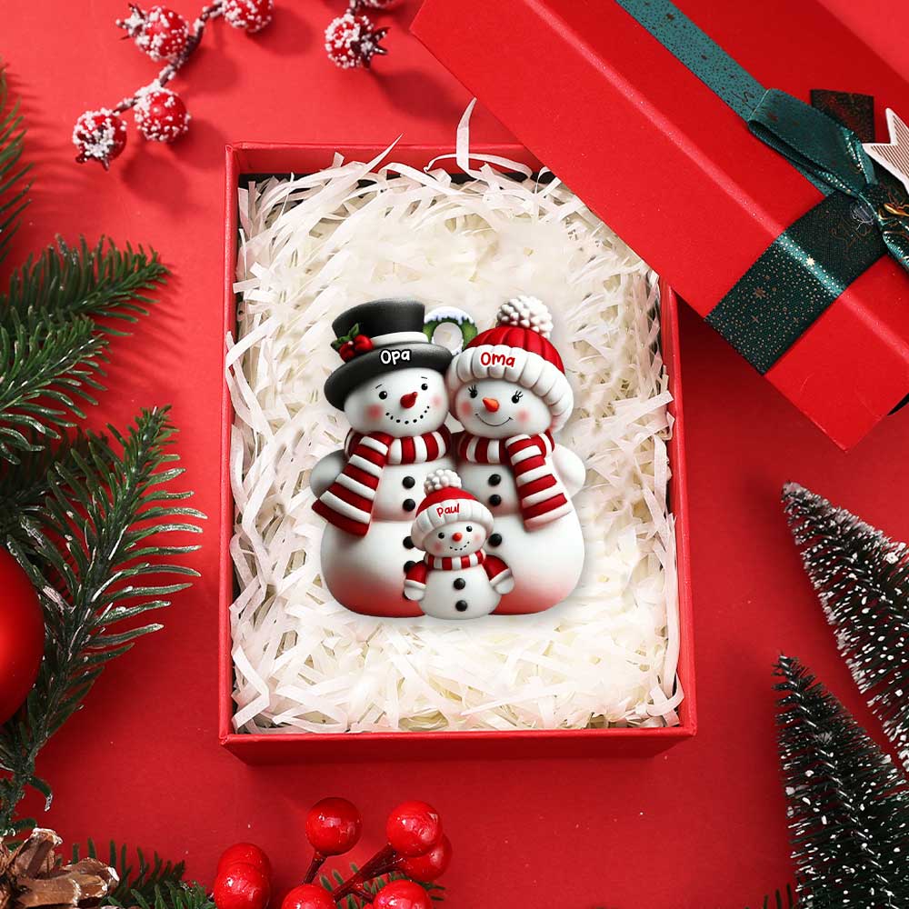 Decorazione per albero di Natale personalizzata con famiglia di pupazzi di neve