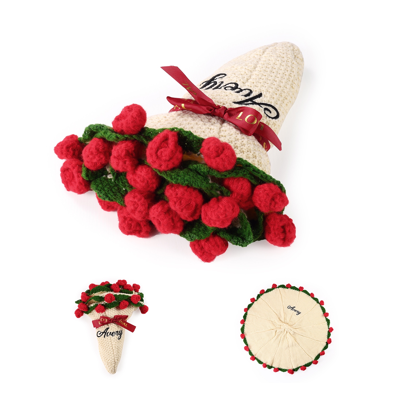 Coperta fatta a mano all'uncinetto con fiori personalizzati, nome personalizzato, regalo di compleanno per lei | Jessemade