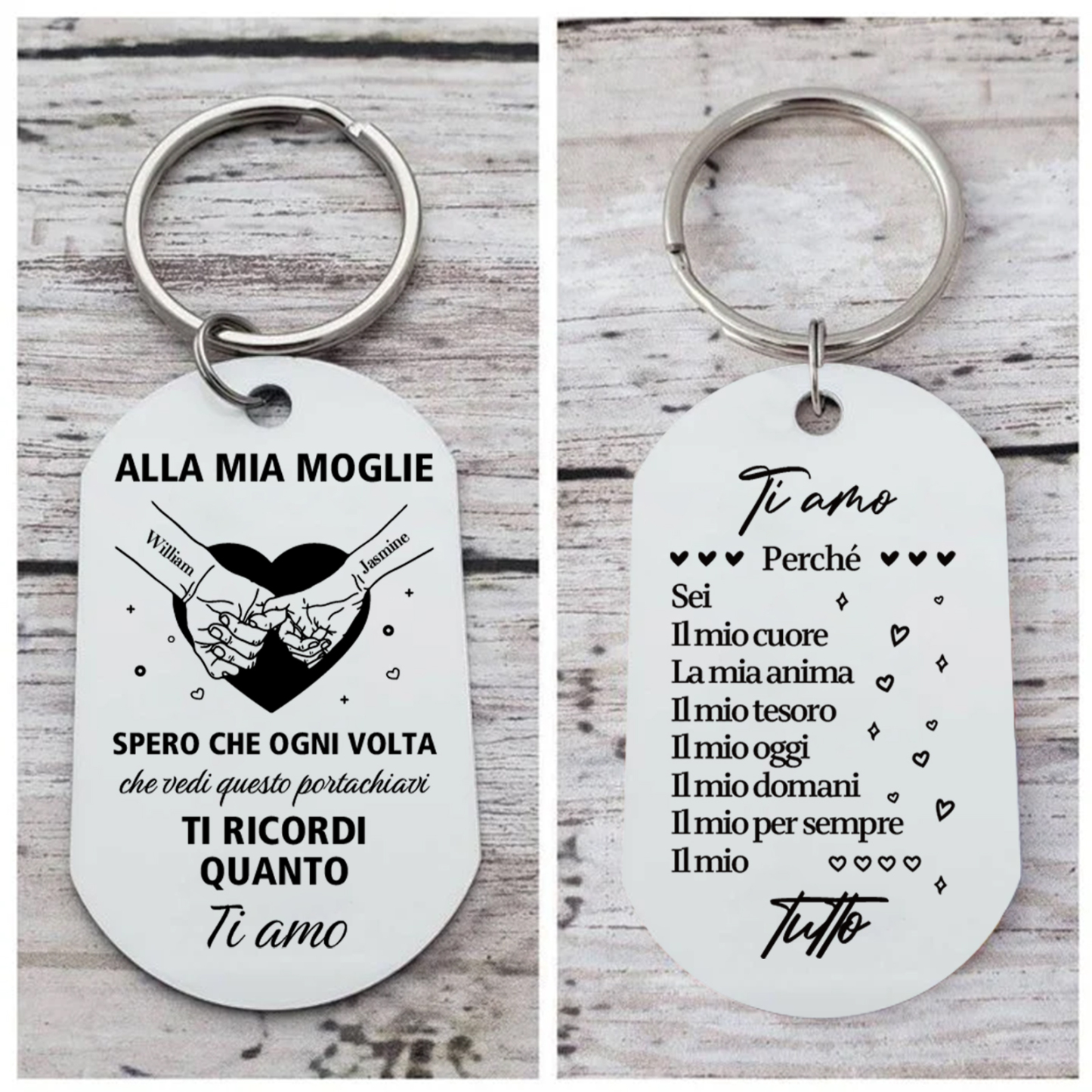 Portachiavi personalizzabile in acciaio inox con messaggio d’amore, regalo di San Valentino, compleanno o Natale per donna/moglie | Jessemade