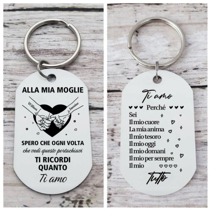 Portachiavi personalizzabile in acciaio inox con messaggio d’amore, regalo di San Valentino, compleanno o Natale per donna/moglie | Jessemade