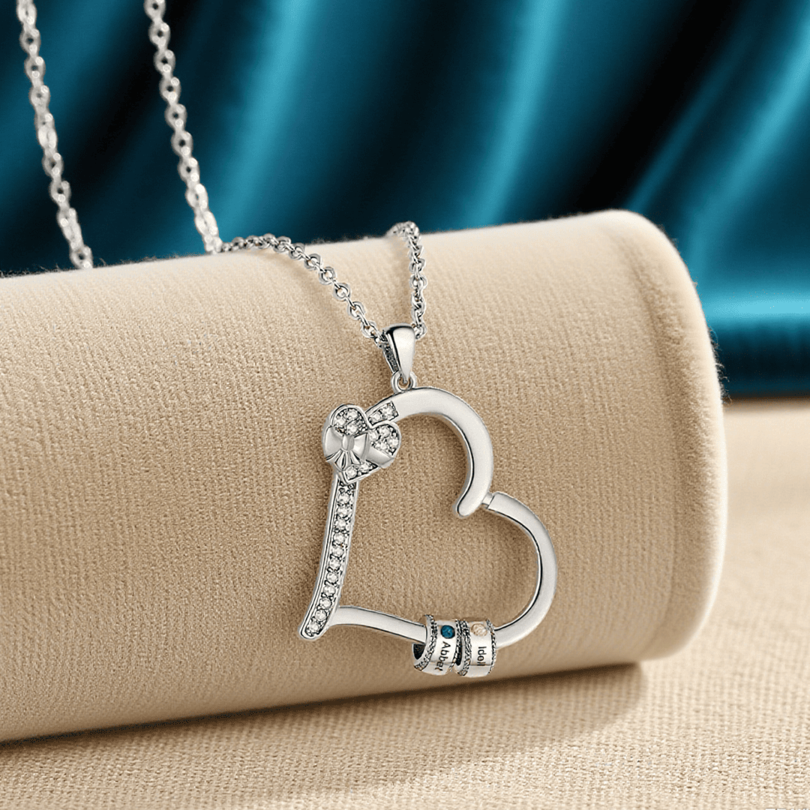 Collar de corazón con 3 piedras de nacimiento y 3 nombres en aros collar personalizado para mujer | Jessemade