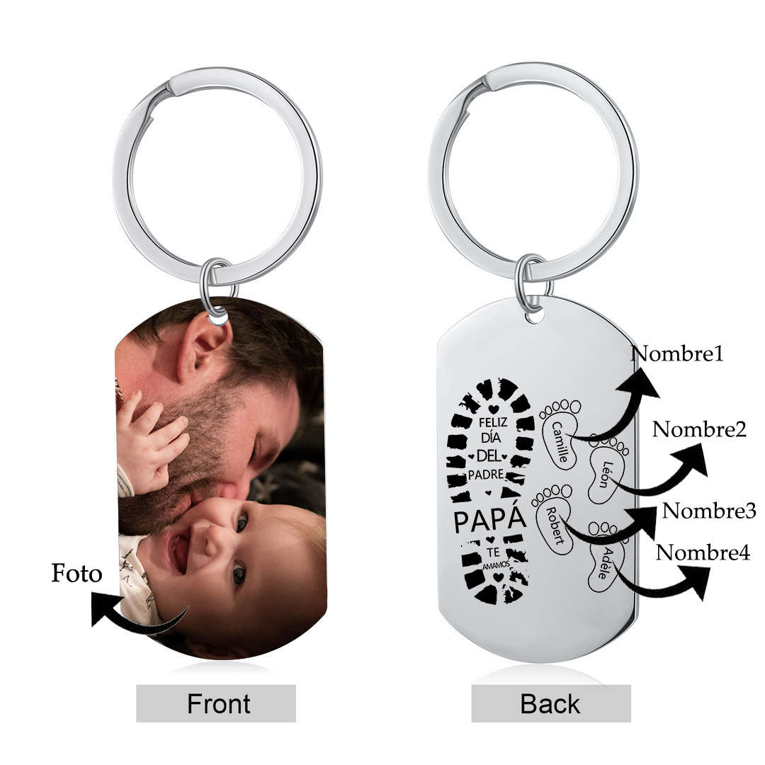 A mi papá-Llavero 1-5 Nombres Personalizados Huellas de Pie