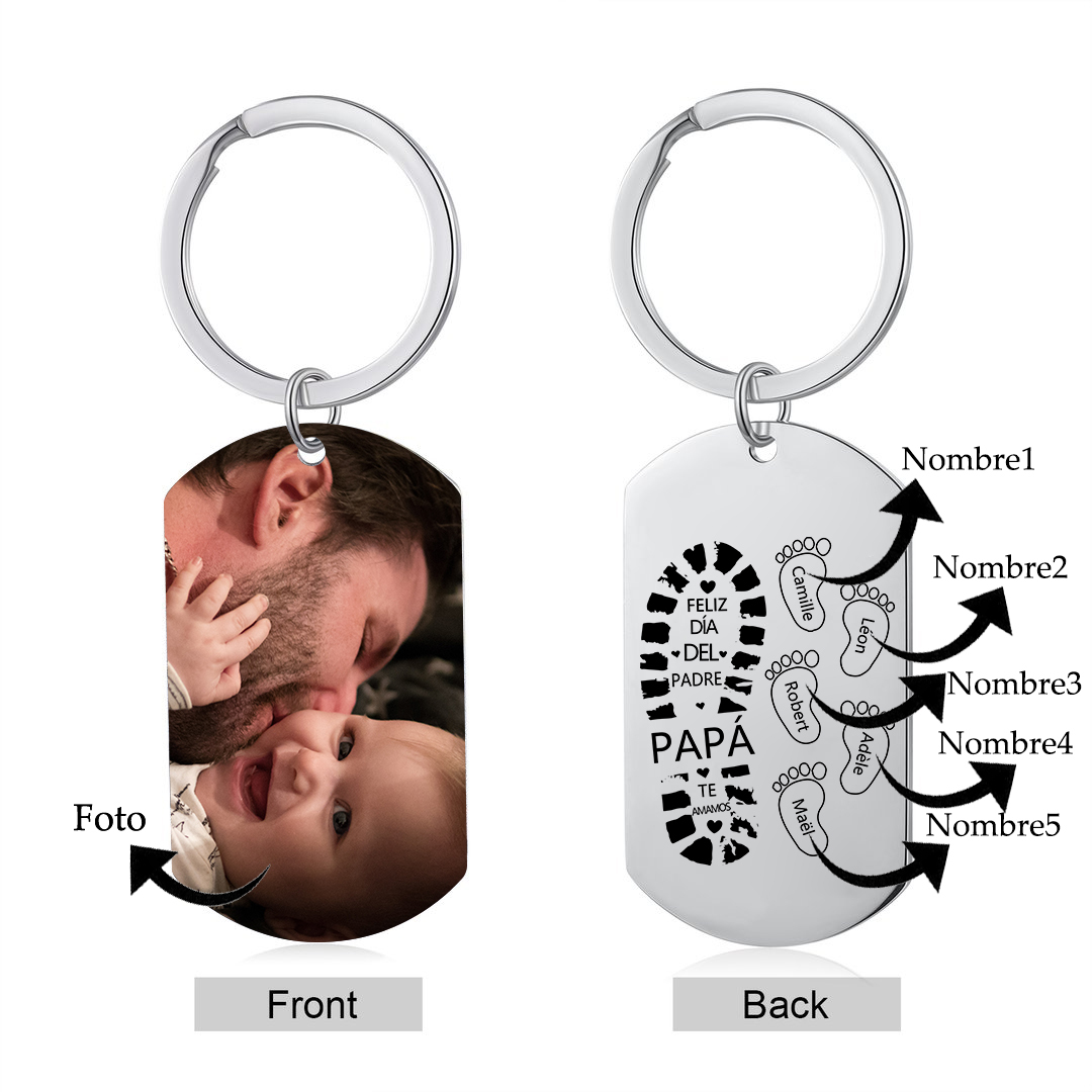 A mi papá-Llavero 1-5 Nombres Personalizados Huellas de Pie