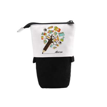 Estuche personalizado con nombre con diseños coloridos de árbol de ciencia para niños