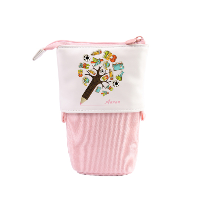 Estuche personalizado con nombre con diseños coloridos de árbol de ciencia para niños