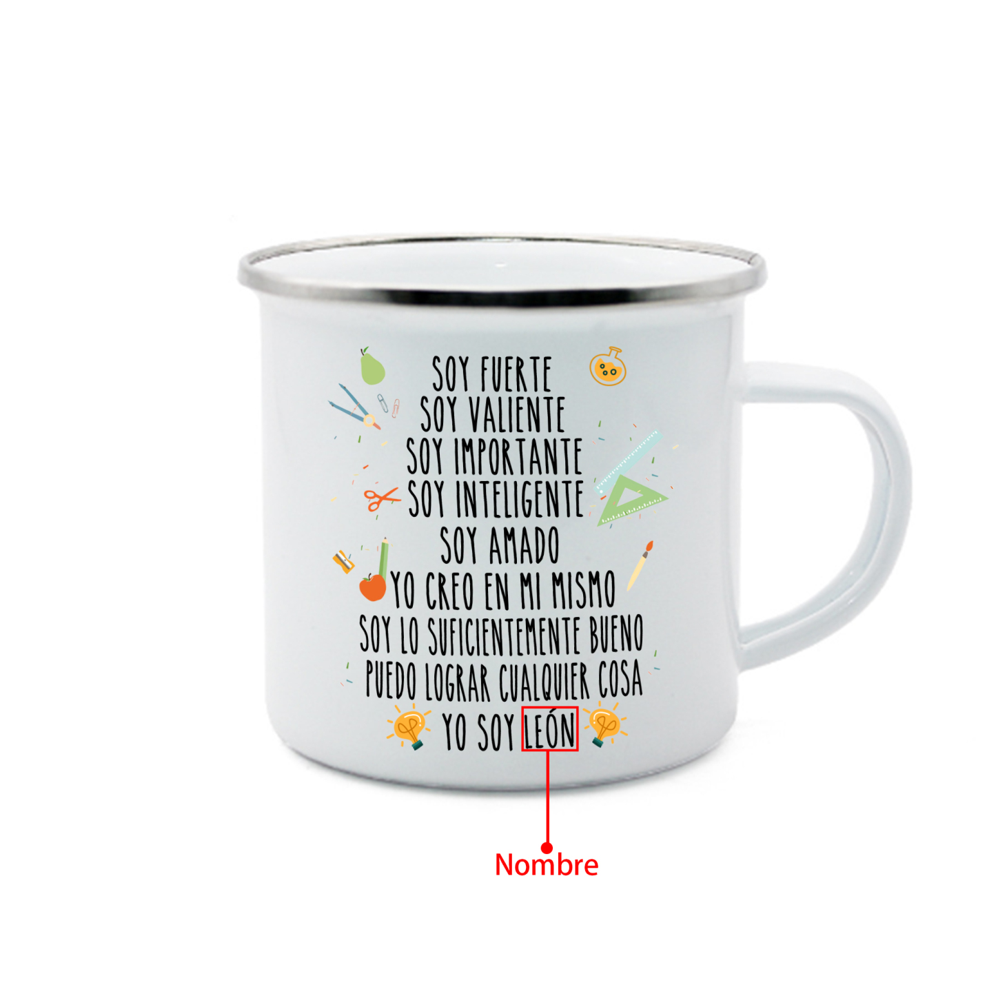Vuelta al cole-Taza para niños "frases" con 1 nombre personalizado