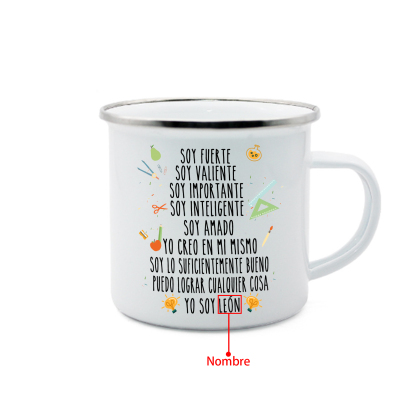 Vuelta al cole-Taza para niños "frases" con 1 nombre personalizado
