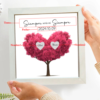 Marco de plástico para pareja árbol de amor 2 nombres, texto y fecha personalizados | Jessemade