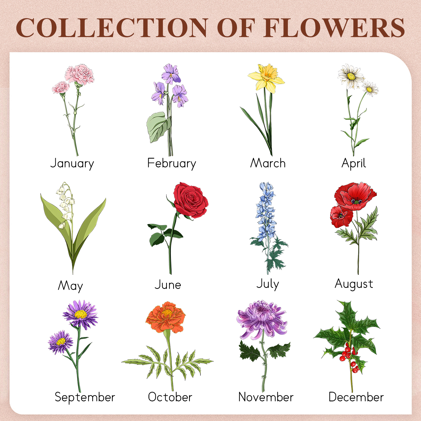 A mi mamá/abuela-Placa de acrílico en forma de corazón jardín de flores 2 nombres y 1 texto personalizados | Jessemade 