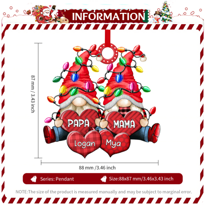 Navidad-Ornamento de duendes y corazones de madera para familia 4 nombres personalizados | Jessemade