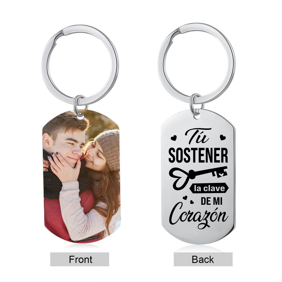 Llavero para pareja clave de corazón personalizado con foto | Jessemade