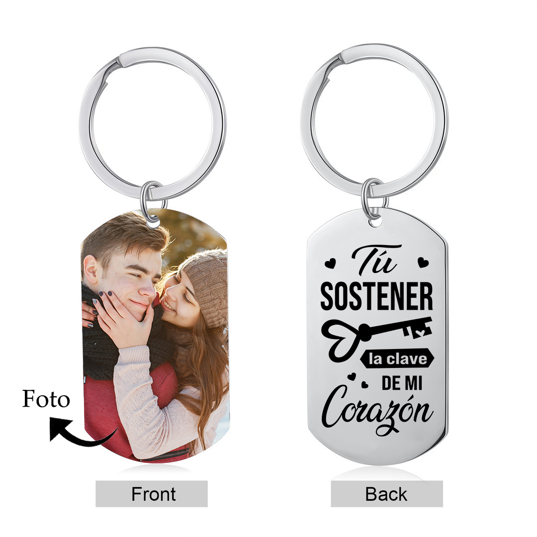 Llavero para pareja clave de corazón personalizado con foto | Jessemade