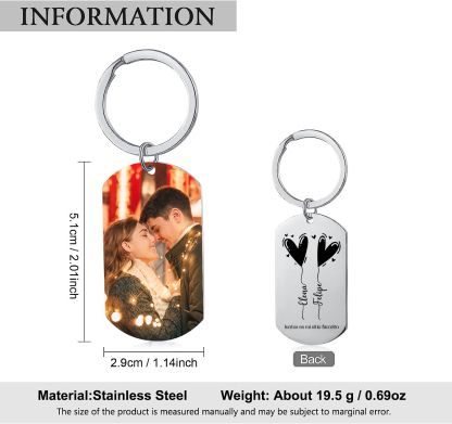 Llavero para pareja dos corazones personalizado con 2 nombres y foto | Jessemade