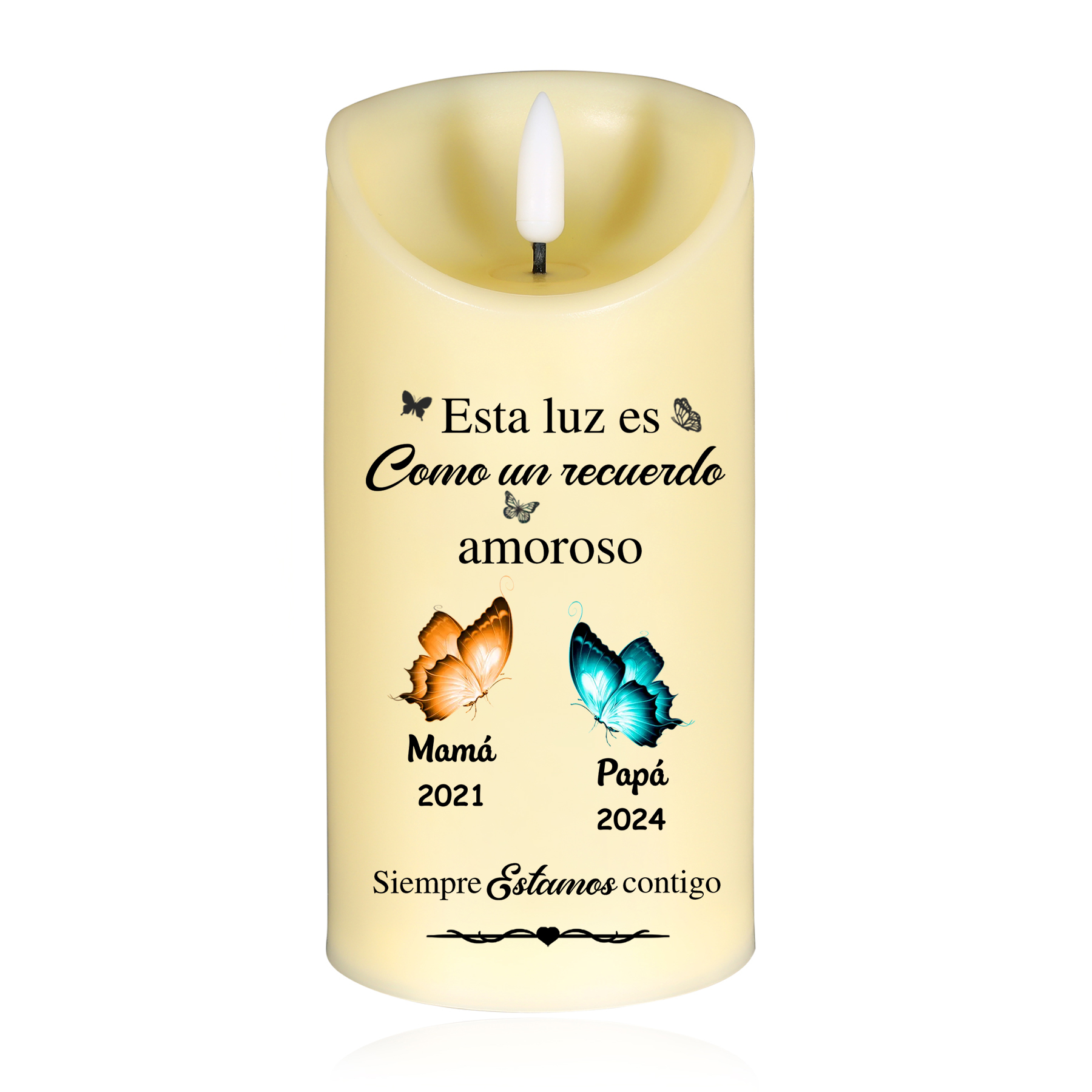 Vela electrónica en memoria de ser querido 1-2 nombres y mariposas personalizados | Jessemade