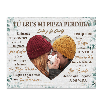Lámina corazón y rompecabezas marco de madera para pareja personalizado con texto y foto | Jessemade