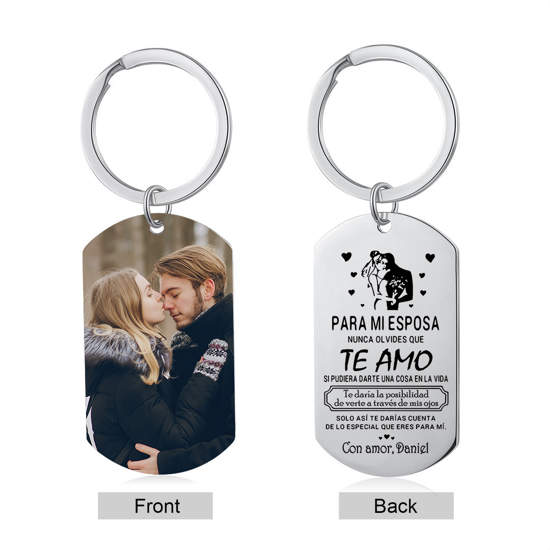 Llavero para pareja con frases amorosos personalizado con 1 nombre y foto | Jessemade