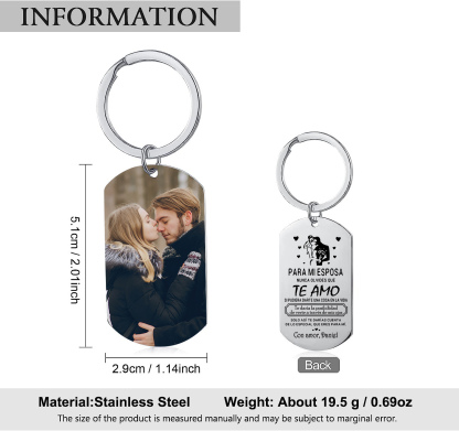 Llavero para pareja con frases amorosos personalizado con 1 nombre y foto | Jessemade