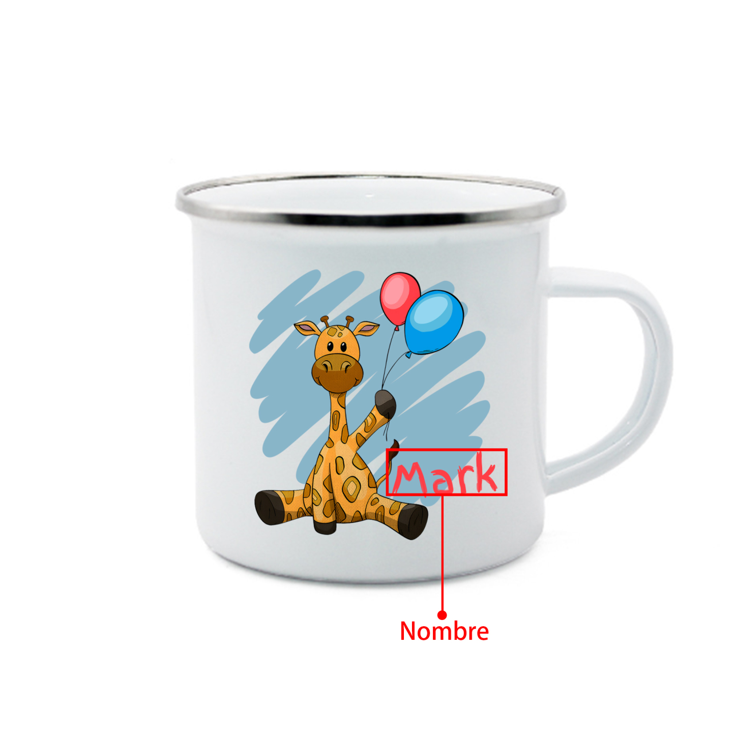 Vuelta al cole-Taza para niños "girafa" con 1 nombre personalizado