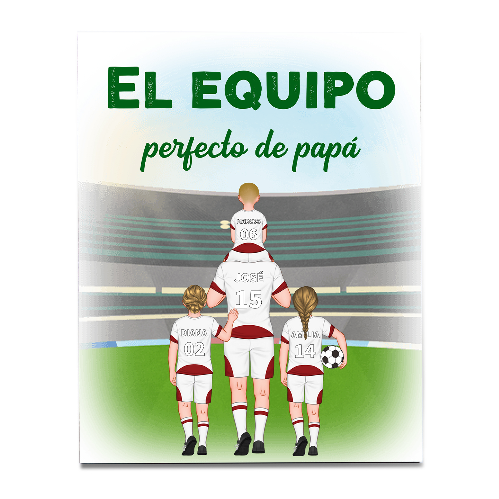 A mi papá - Lámina marco de madera de fútbol 2-9 nombres y números con 1 texto personalizados | Jessemade