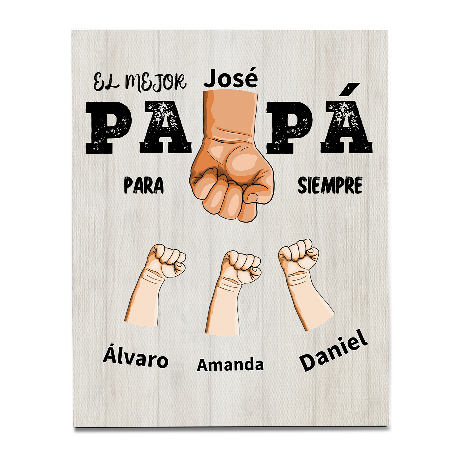 A mi papá - Lámina marco de madera puño con puño 2-12 nombres personalizados | Jessemade