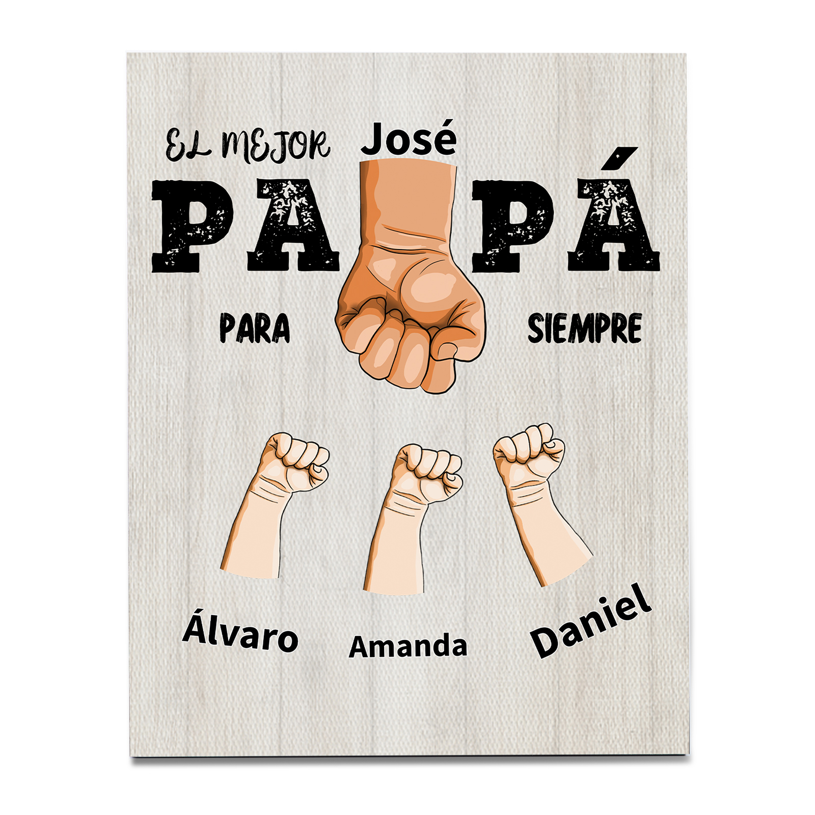 A mi papá - Lámina marco de madera puño con puño 2-12 nombres personalizados | Jessemade