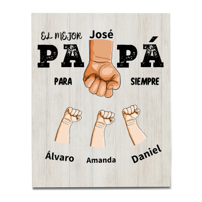 A mi papá - Lámina marco de madera puño con puño 2-12 nombres personalizados | Jessemade