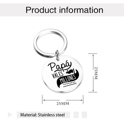 A mi papá-Llavero de placa redonda "Papá vales millones"