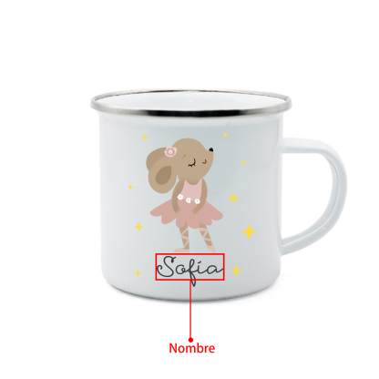 Vuelta al cole-Taza para niños "rata" con 1 nombre personalizado