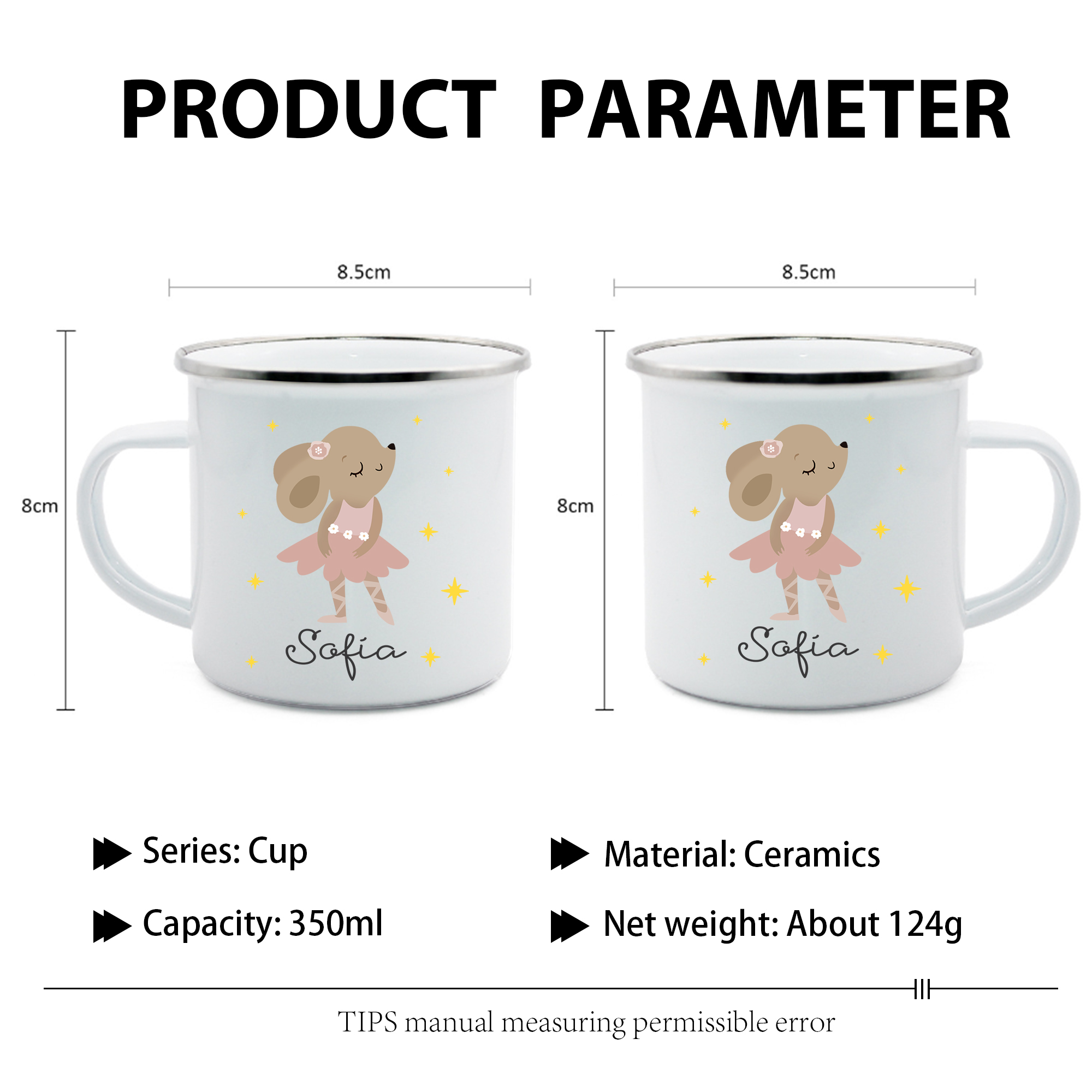 Vuelta al cole-Taza para niños "rata" con 1 nombre personalizado