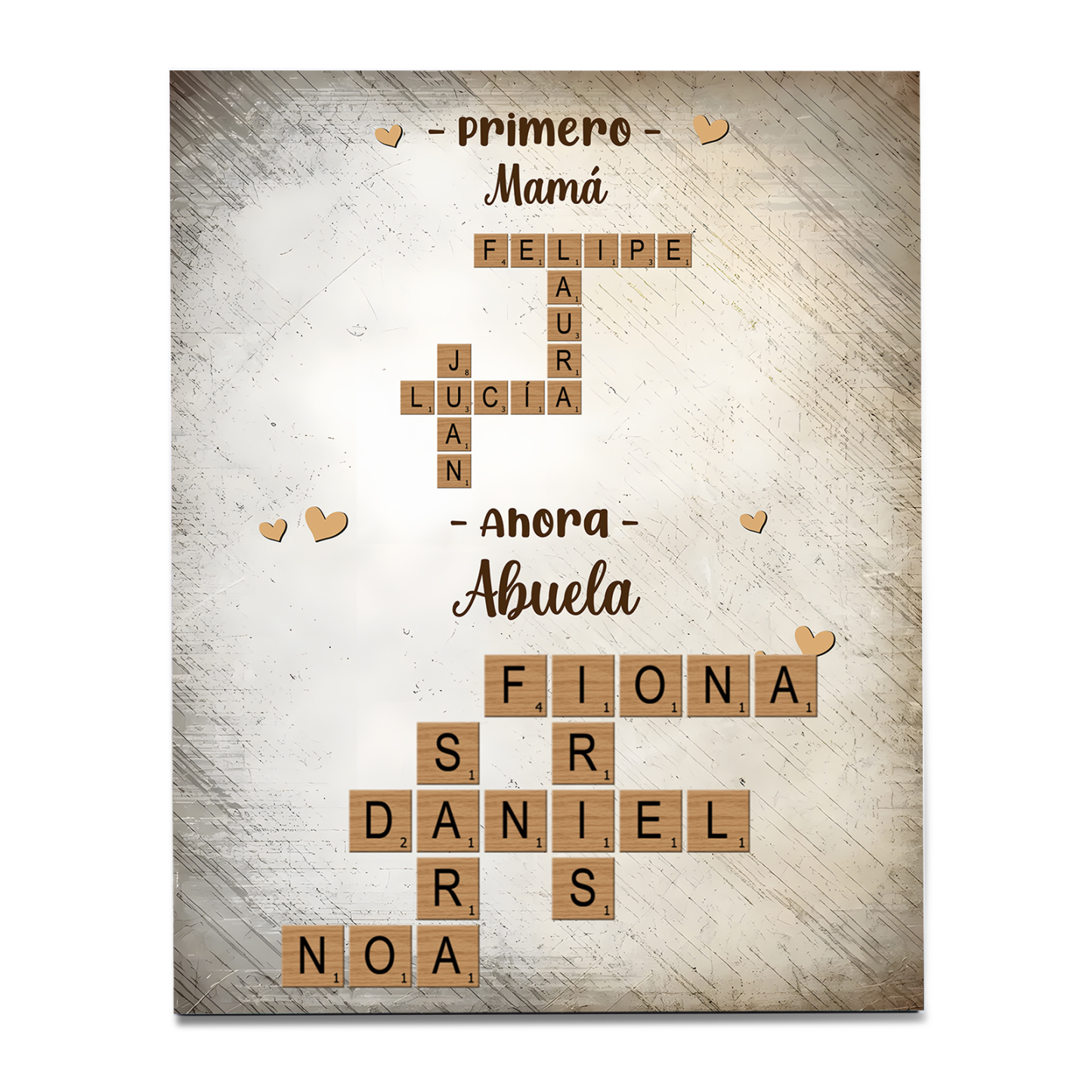 A mi abuela-Lámina crucigrama marco de madera 1-12 nombres personalizados | Jessemade
