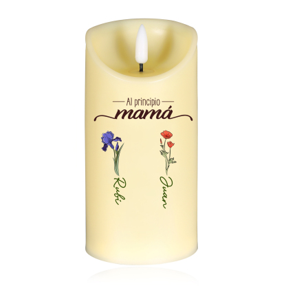 A mi abuela-Vela electrónica primero mamá ahora abuela 2-12 nombres y flores personalizados | Jessemade