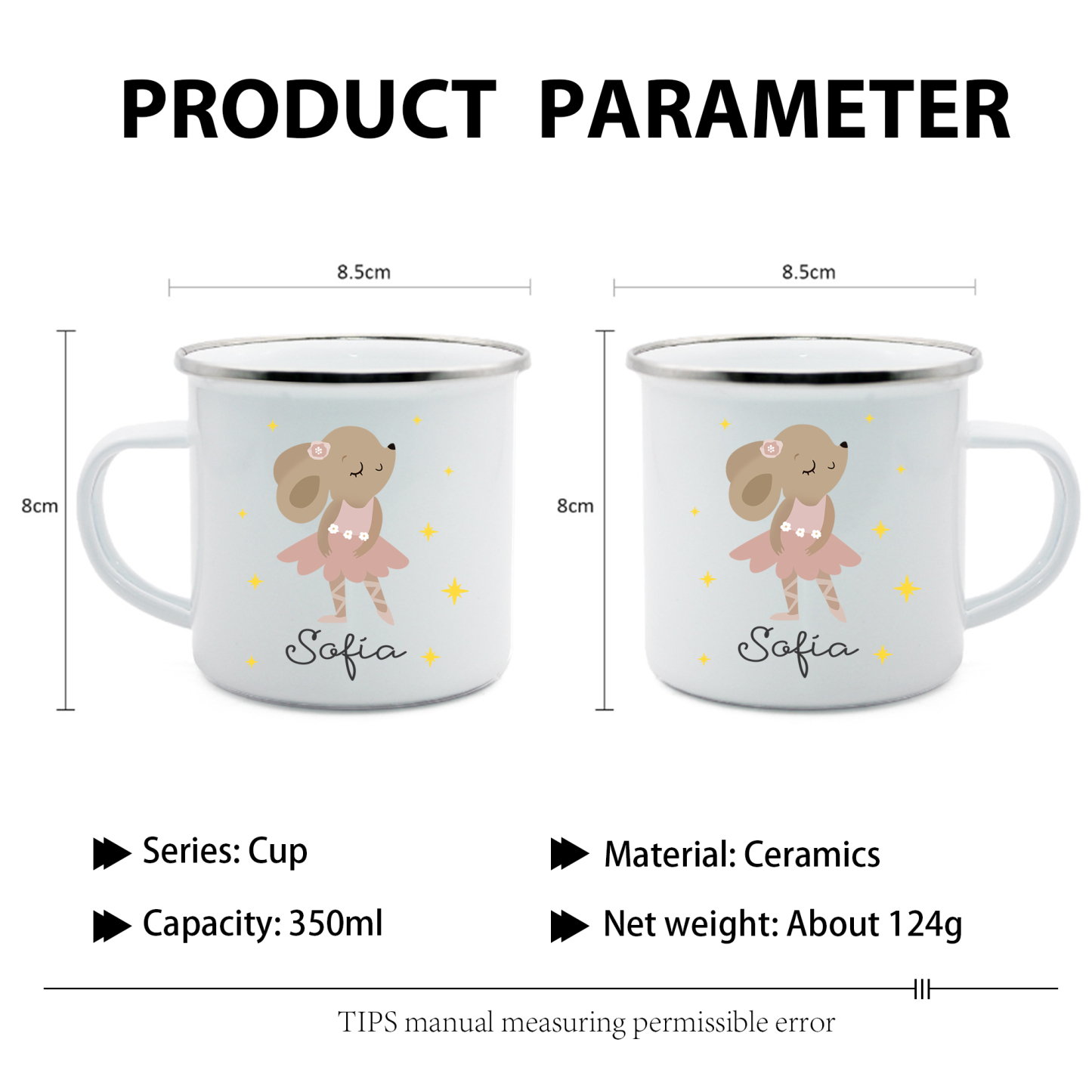 Vuelta al cole-Taza para niños "rata" con 1 nombre personalizado