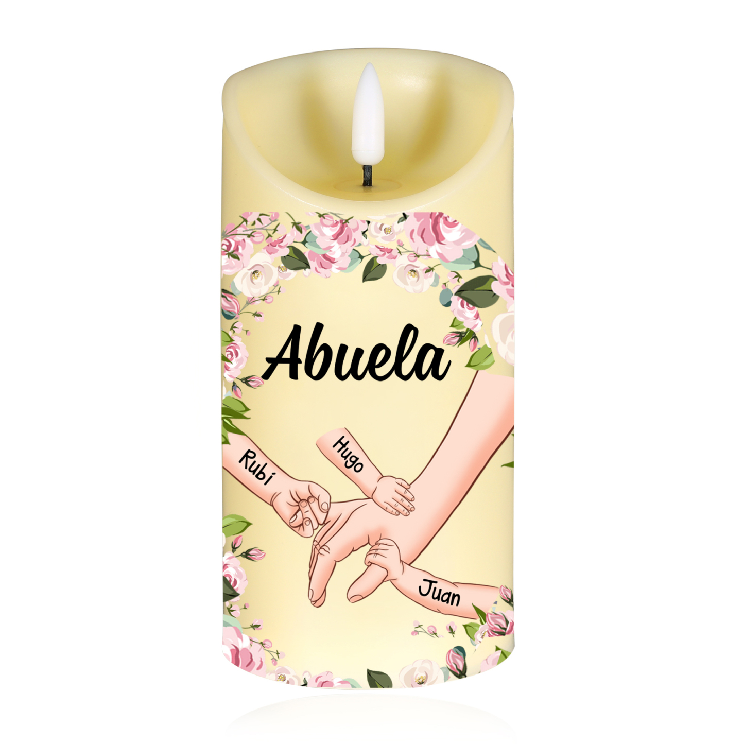 A mi abuela/mamá-Vela electrónica mano con mano 1-6 nombres personalizados | Jessemade