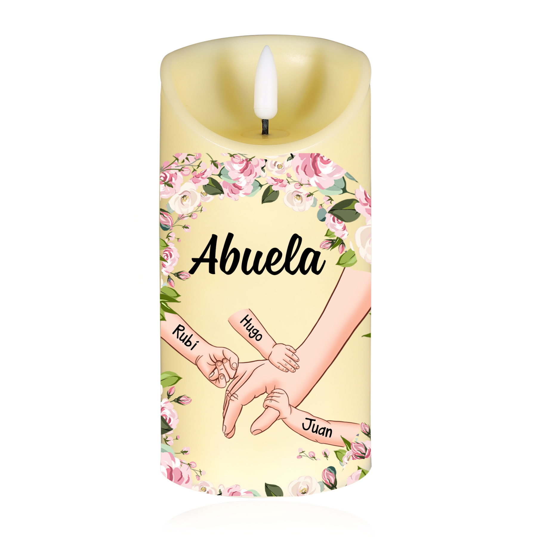 A mi abuela/mamá-Vela electrónica mano con mano 1-6 nombres personalizados | Jessemade