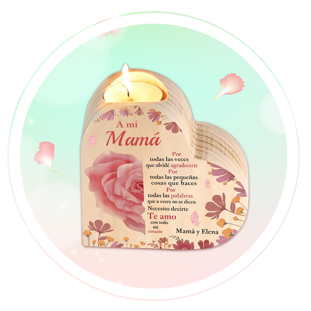 candelero de madera para el Día de la Madre