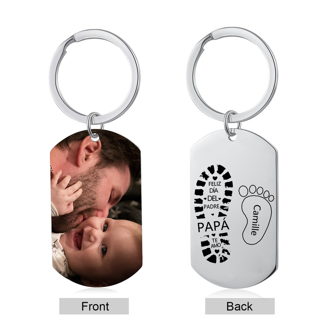 A mi papá-Llavero 1-5 Nombres Personalizados Huellas de Pie