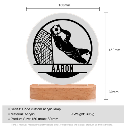 Lámpara Ilusión 3D Luz de Noche LED Silueta de Chico con Fútbol con Nombre Personalizado