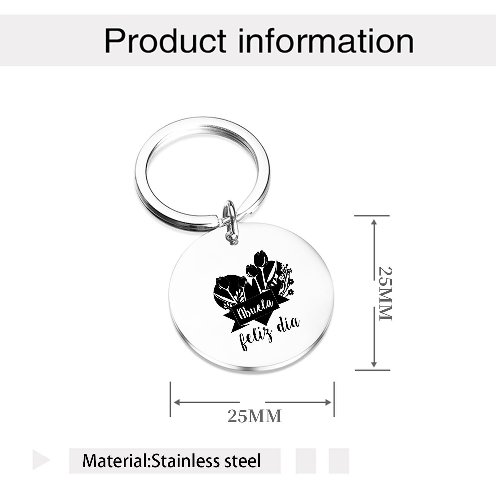 A mi abuela - Llavero de placa redonda "Abuela feliz día"