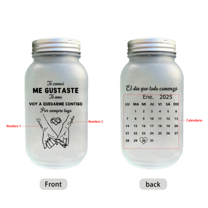 Tarro tipo Mason con luces de hadas personalizado para pareja con promesa con el meñique