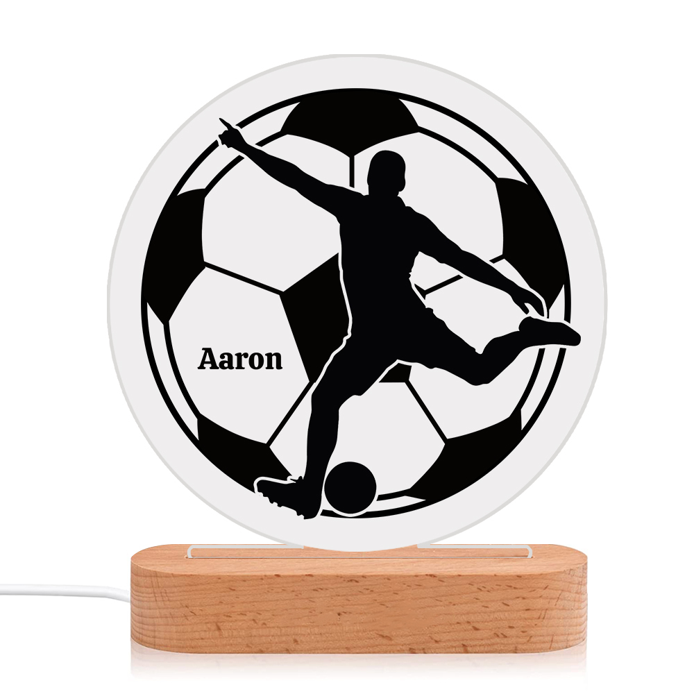 [Copy]Lámpara Ilusión 3D Luz de Noche LED Silueta de Chico con Fútbol con Nombre Personalizado