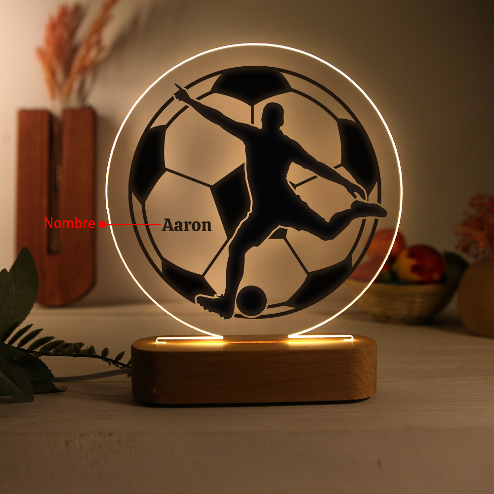 [Copy]Lámpara Ilusión 3D Luz de Noche LED Silueta de Chico con Fútbol con Nombre Personalizado