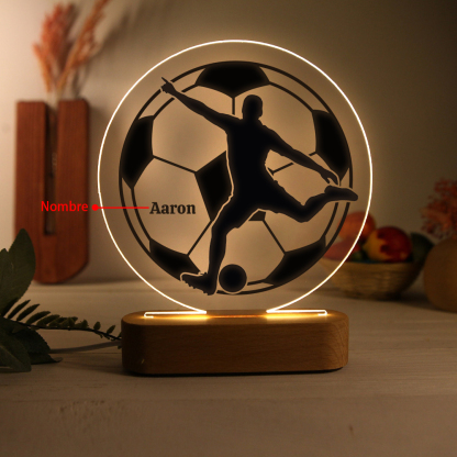 [Copy]Lámpara Ilusión 3D Luz de Noche LED Silueta de Chico con Fútbol con Nombre Personalizado