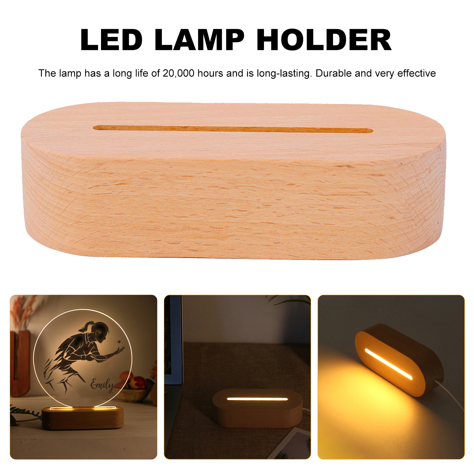 Lámpara Ilusión 3D Luz de Noche LED Silueta de Chica con Ping-pong con Nombre Personalizado
