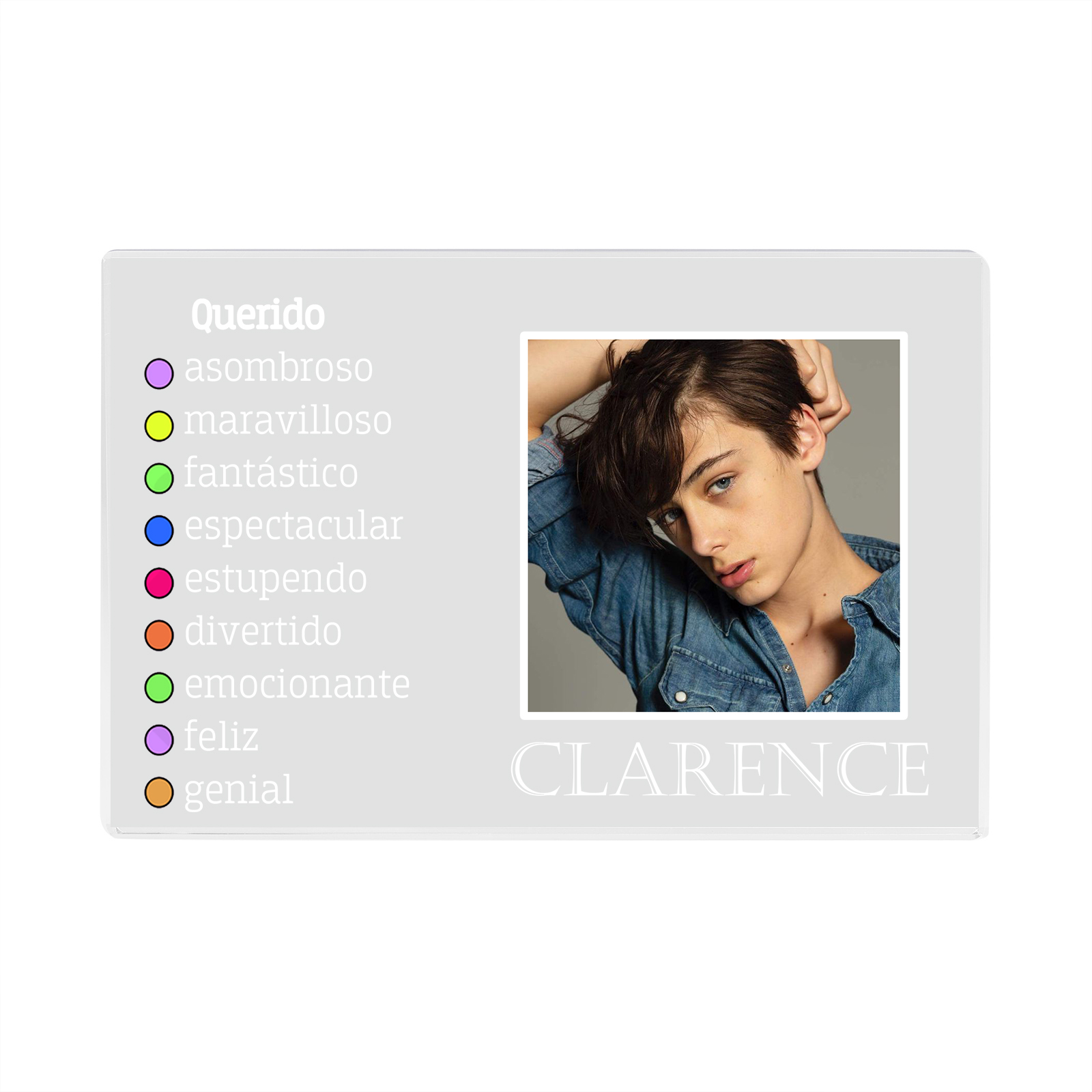 Vuelta al cole-Placa de acrílico en forma de rectángulo con nombre y foto personalizados