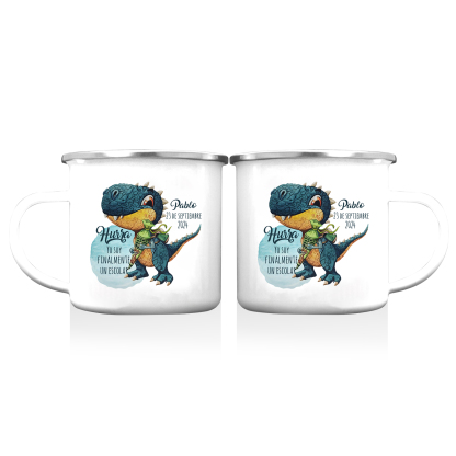 Vuelta al cole-Taza para niños "dinosaurio" con 1 nombre, fecha y año personalizados